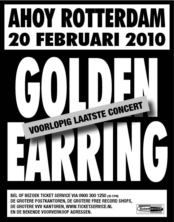Golden Earring show poster Ahoy Rotterdam February 20, 2010